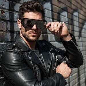 NEW Mens BioHazard Mirrored Oversized Biker Iconic Sunglasses Black NWT